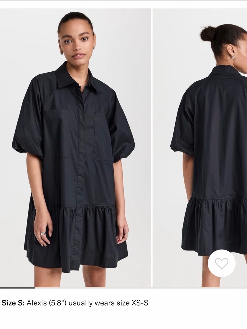SIMKHAI Crissy Cotton Poplin Mini Shirt Dress Black Size S